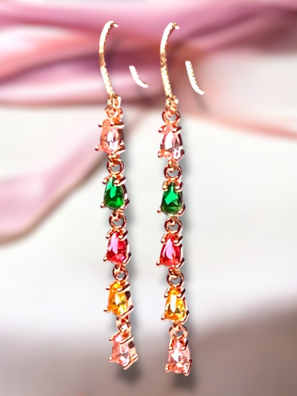 Handcrafted Multi Colored Tourmaline Earrings 14k Rose Gold Filled